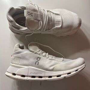 On Running White Sneakers with Breathable Mesh and Cushioned Midsole